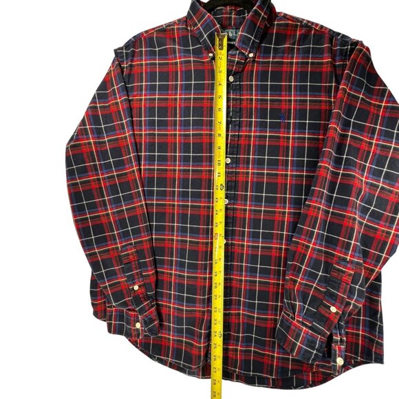 Ralph Lauren Mens Flannel Shirt Navy Blue Red Plaid Button Up XL Classic Fit - Picture 14 of 14